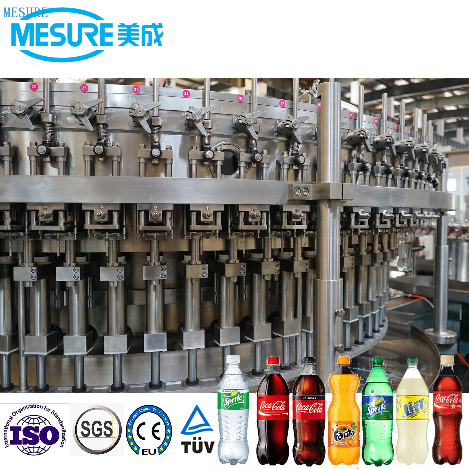 سلسلة مسلسل المشروبات الغازية-خط شطف/ملء/غطاء 3-in-1