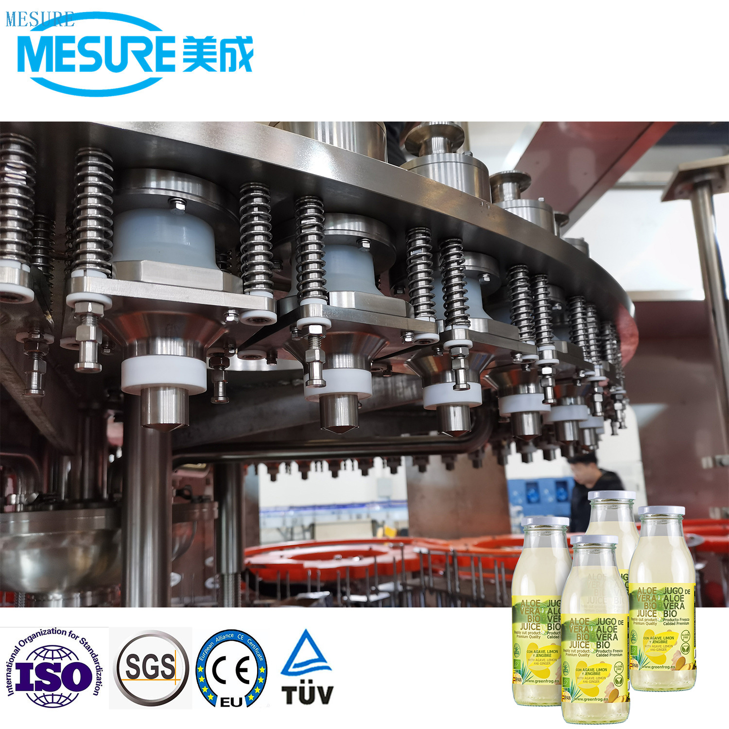 آلة تعبئة الزجاج الزجاجية الدافئة شطف الشطف 3 في 1