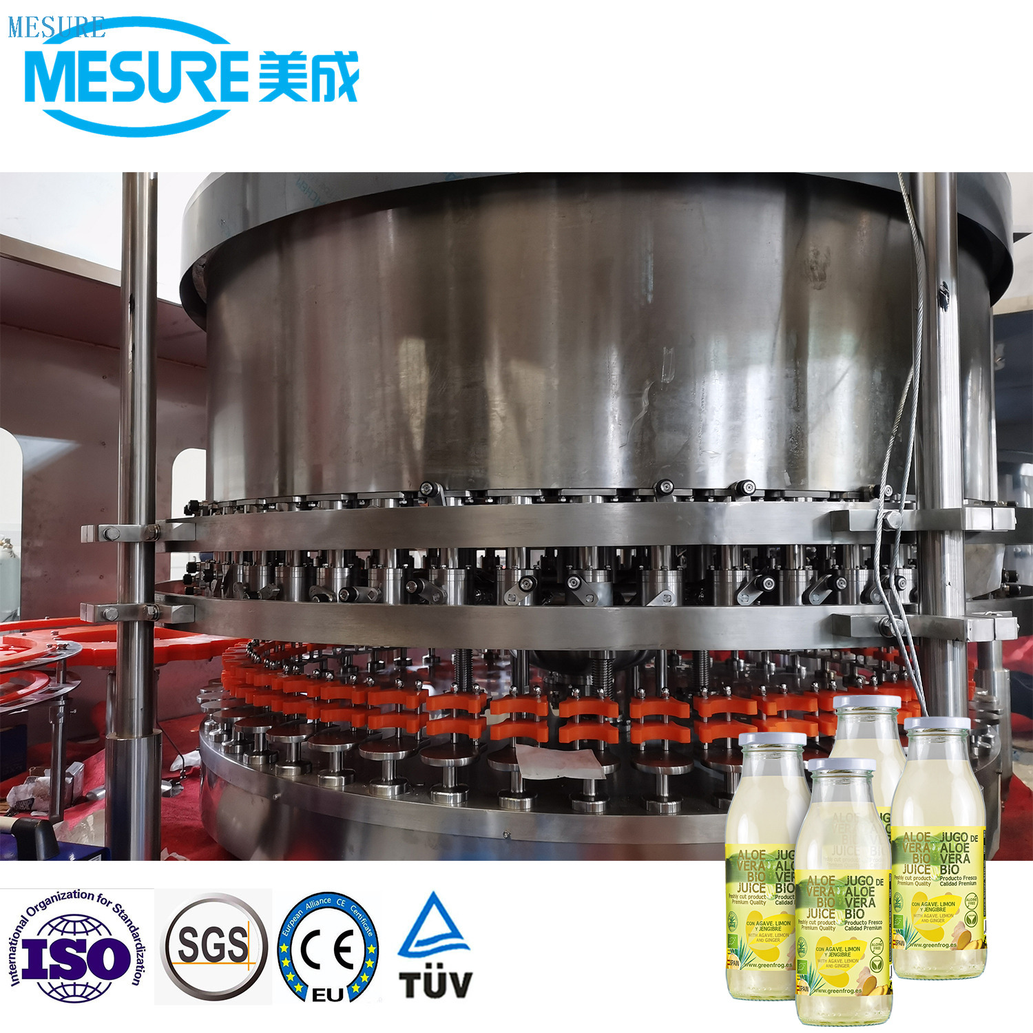 آلة ملء عصير الزجاج 12000BPH في الساعة مع غطاء ROPP