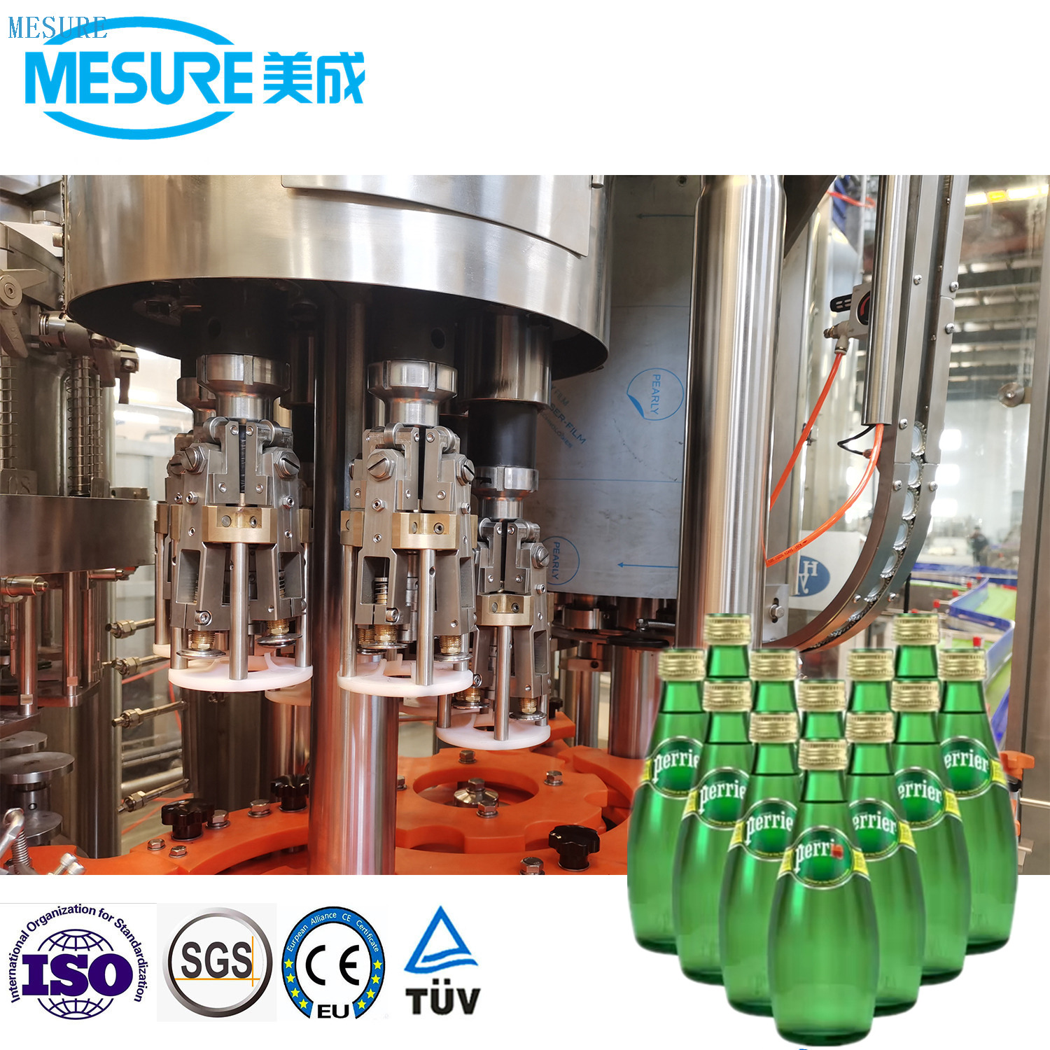 آلة ملء المشروبات الغازية الزجاجية الفعالة